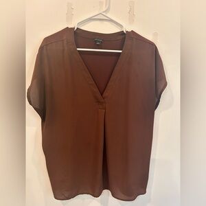 Ann Taylor Rich Brown V-Neck Blouse